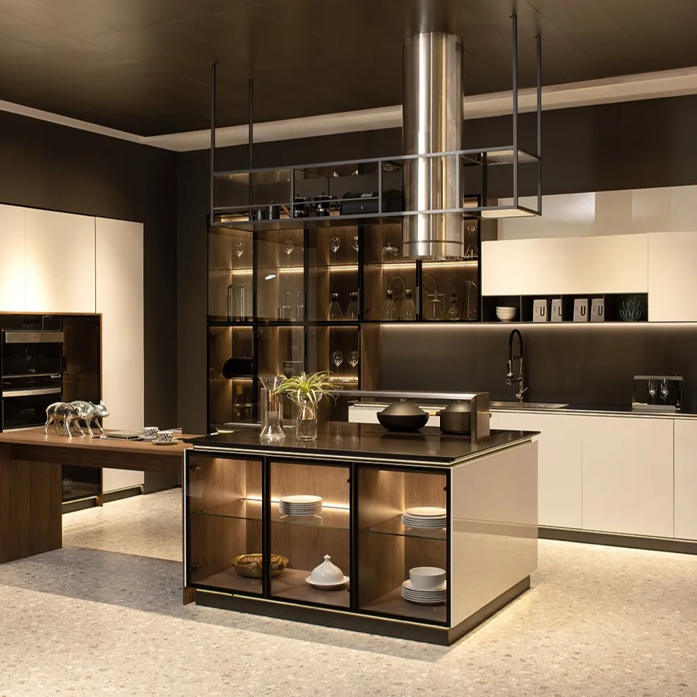 شحن تصميم الصين مصنوعة جاهزة لتجميع الأثاث خزانة مطبخ قياسية الحديثة الأسود المطبخ خزائن خشبية