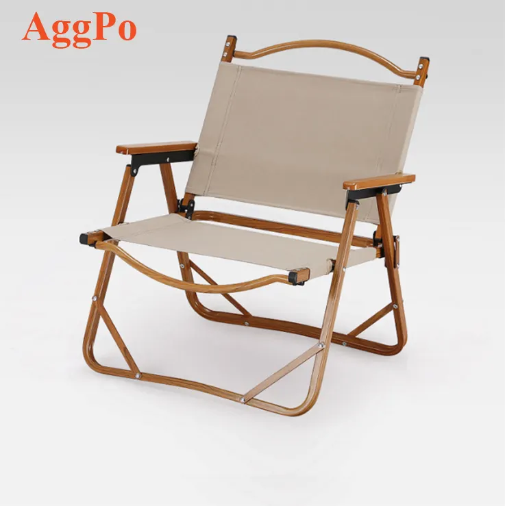 Silla plegable para acampar, para césped, playa, senderismo, caza deportiva, marco de aluminio con reposabrazos de madera cómodo