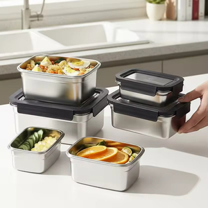 304 Thép Không Gỉ Thân Thiện Với Môi Máy Rửa Chén An Toàn Sưởi Ấm Cấp Thực Phẩm Lò Vi Sóng Kín Tươi Giữ Hộp Snap-On Tủ Lạnh - Product Image 1