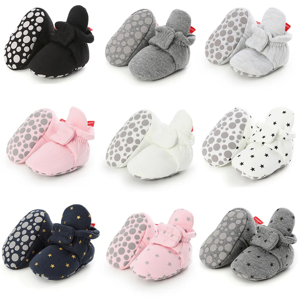 Hot Selling New Fashion Warm Cotton Fabric Stars Print 0-2 Years Baby Girl Boots Baby Booties