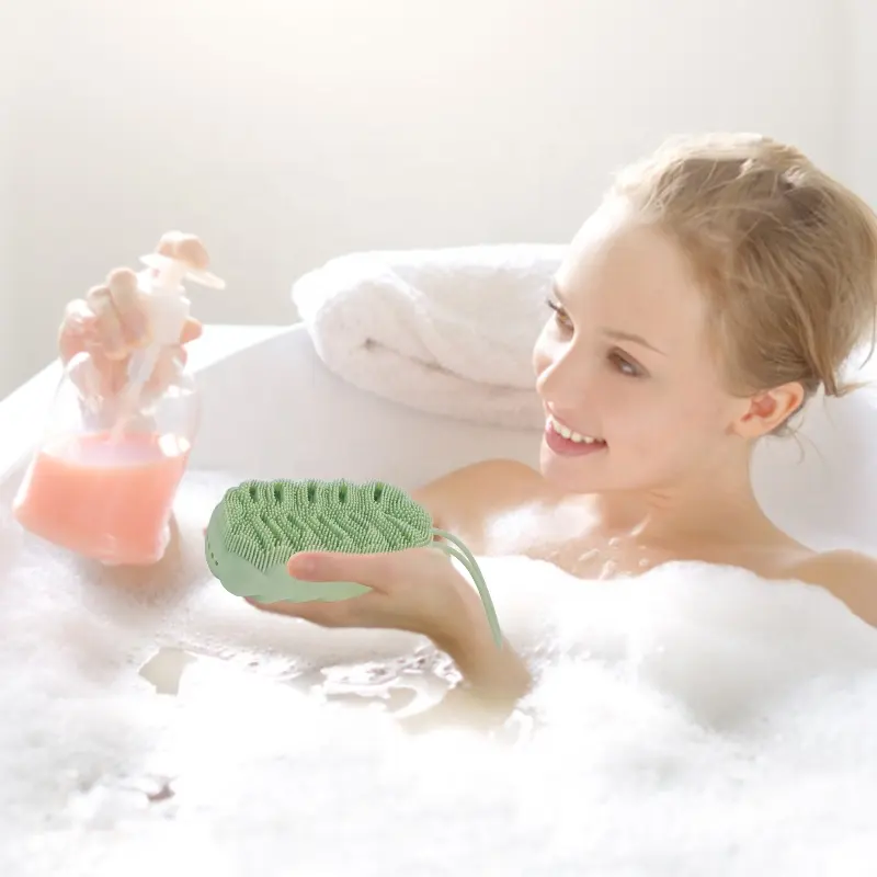 فرشاة تنظيف الجسم من السيليكون تستخدم في الحمام وتقشير الجلد وتقشيره وتعمل كإسفنجة وتستخدم في الحمام وتستخدم في التدليك والاستحمام