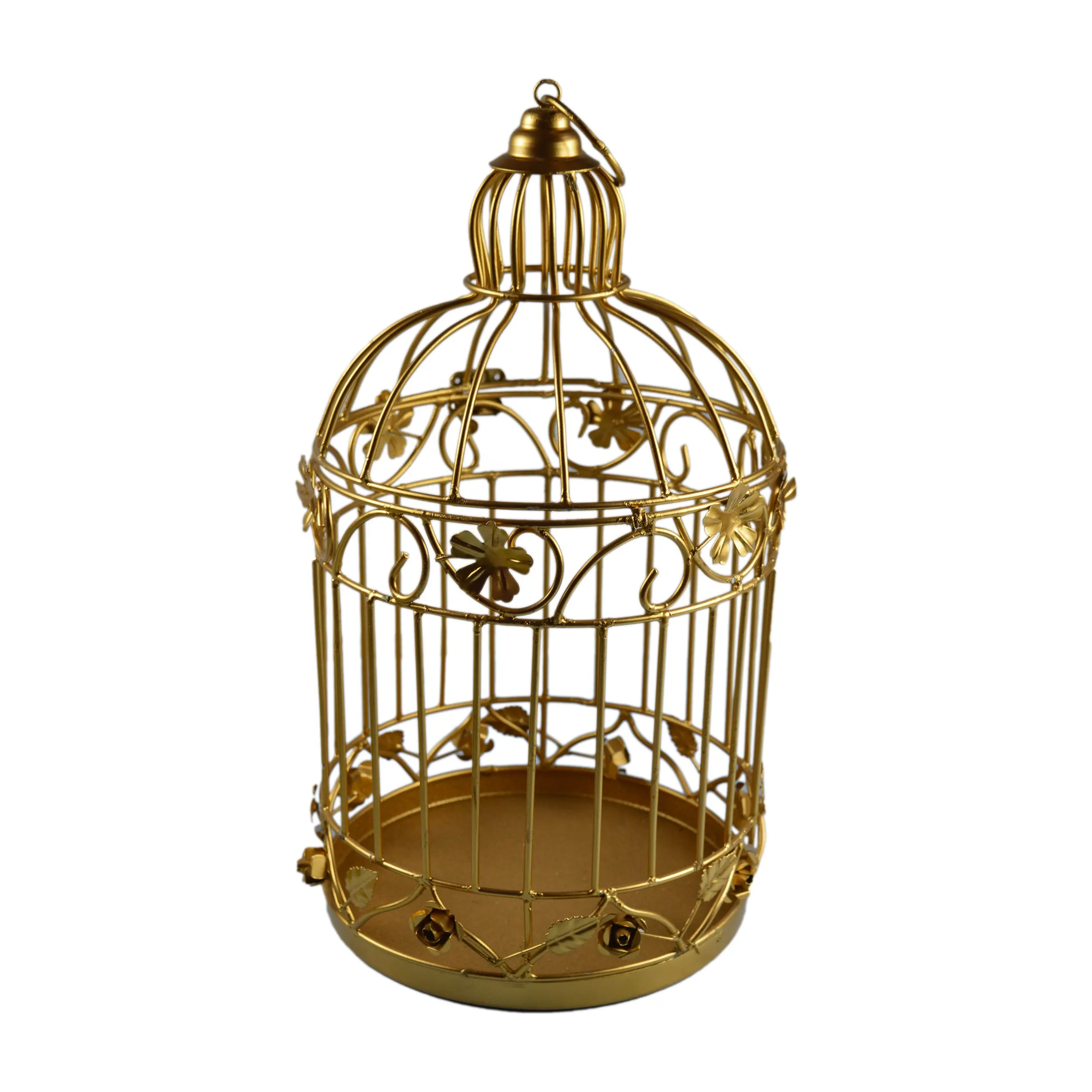 Royal Handmade Hanging Bird Cage With Shiny Golden Colored Painted Finishing Design For Wedding Decorative Bird Cages