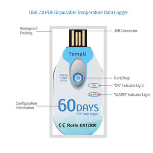 Registrador de datos de temperatura y humedad de 60 días Informe PDF de un solo uso Puerto USB Registrador de temperatura y humedad de 10000 puntos - Product Image 3