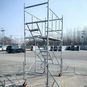 Andamio de construcción Tipo de escalera de acero en forma de H engrosada Andamio de marco de pared de cortina móvil con ruedas y accesorios