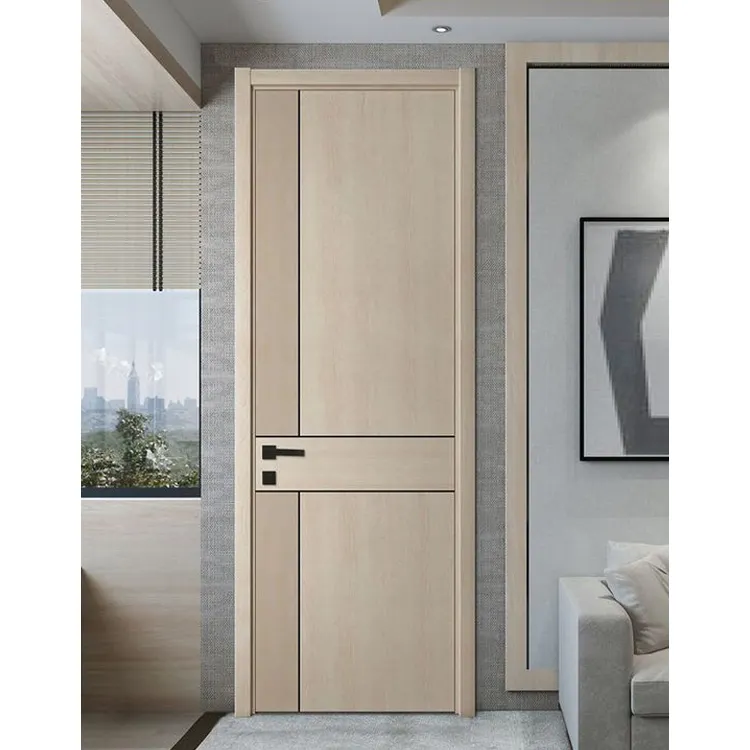 Puertas de madera maciza ocultas modernas Puerta de melamina de alta calidad Puertas interiores insonorizadas para casas