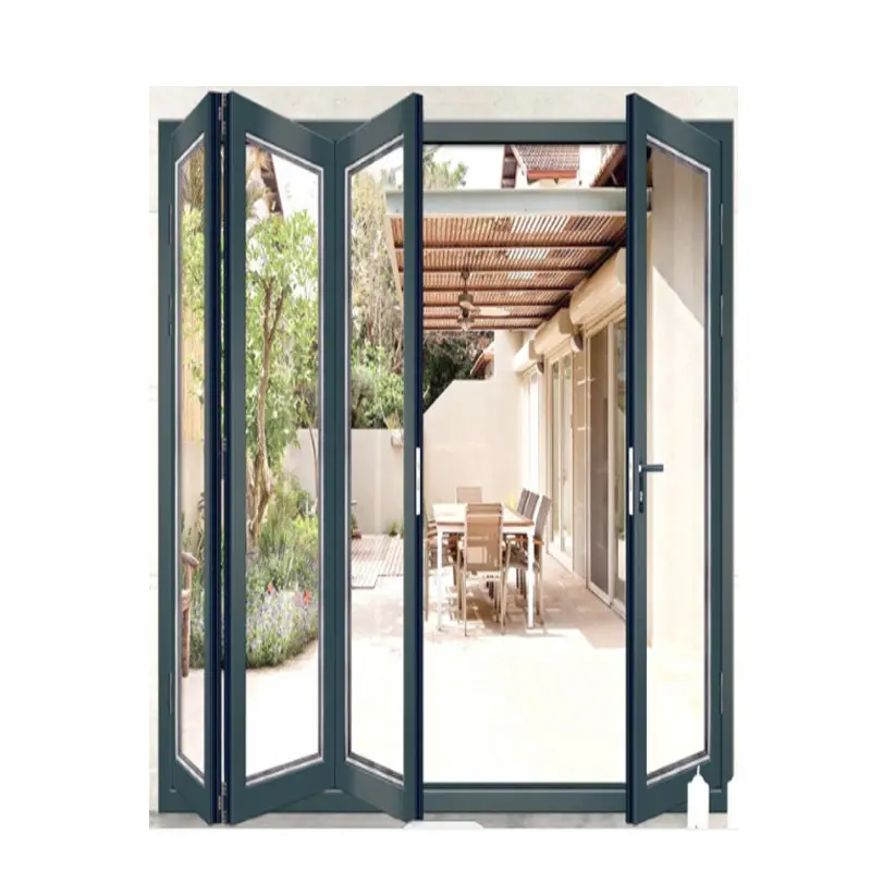 Portes de Patio pliantes et coulissantes, en aluminium Bi glaçage étanche de haute qualité thermique