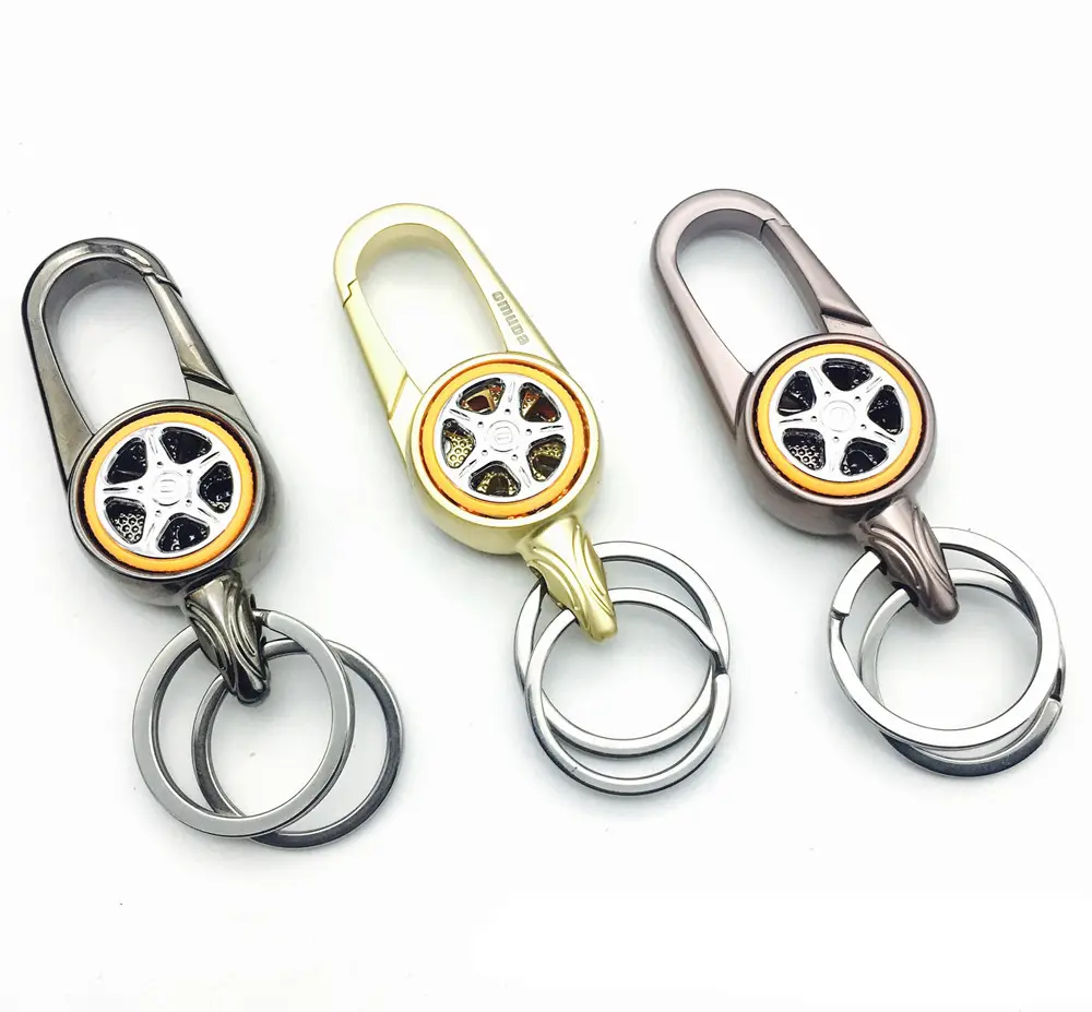 Cool Rotatable Designer Car Parts Tire Vehicle Tyre Keyring Metal Keychain Fashion Key Chain