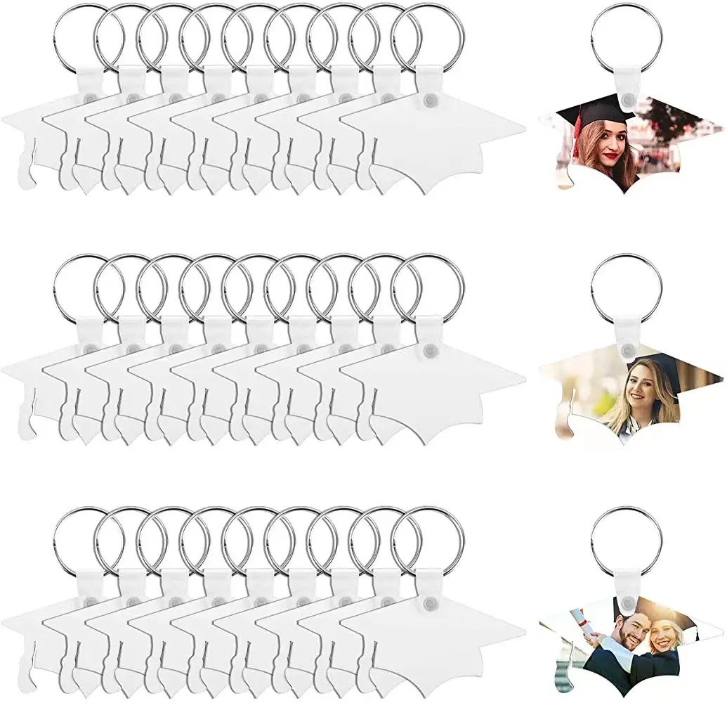 Porte-clés accessoire de Sublimation blanc, tableau pour remise de diplôme, décoration avec anneaux, pour cadeau de 2022 degrés