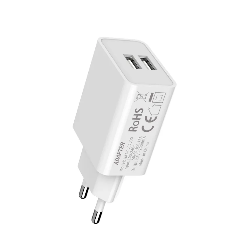 CE Rohs 듀얼 USB 벽 충전기 휴대용 여행 어댑터 미국 EU 전화 충전기 전화 USB 충전기