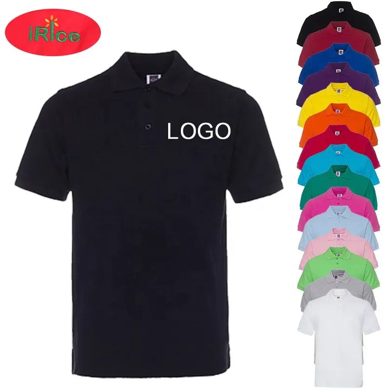 Camiseta personalizada unissex de polo, camiseta com logo personalizada, 100% algodão, bordada