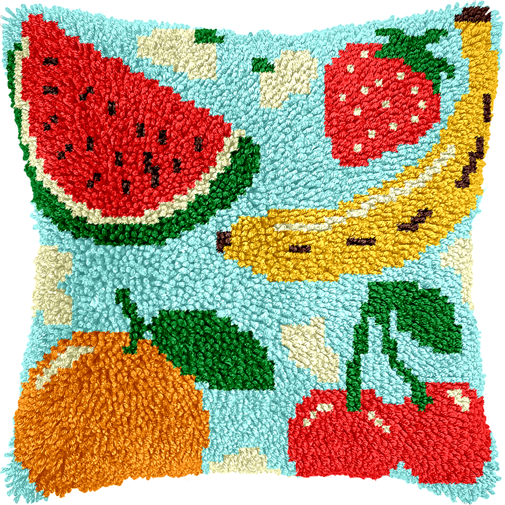 Latch Hook Cushion Kit with Fruits design