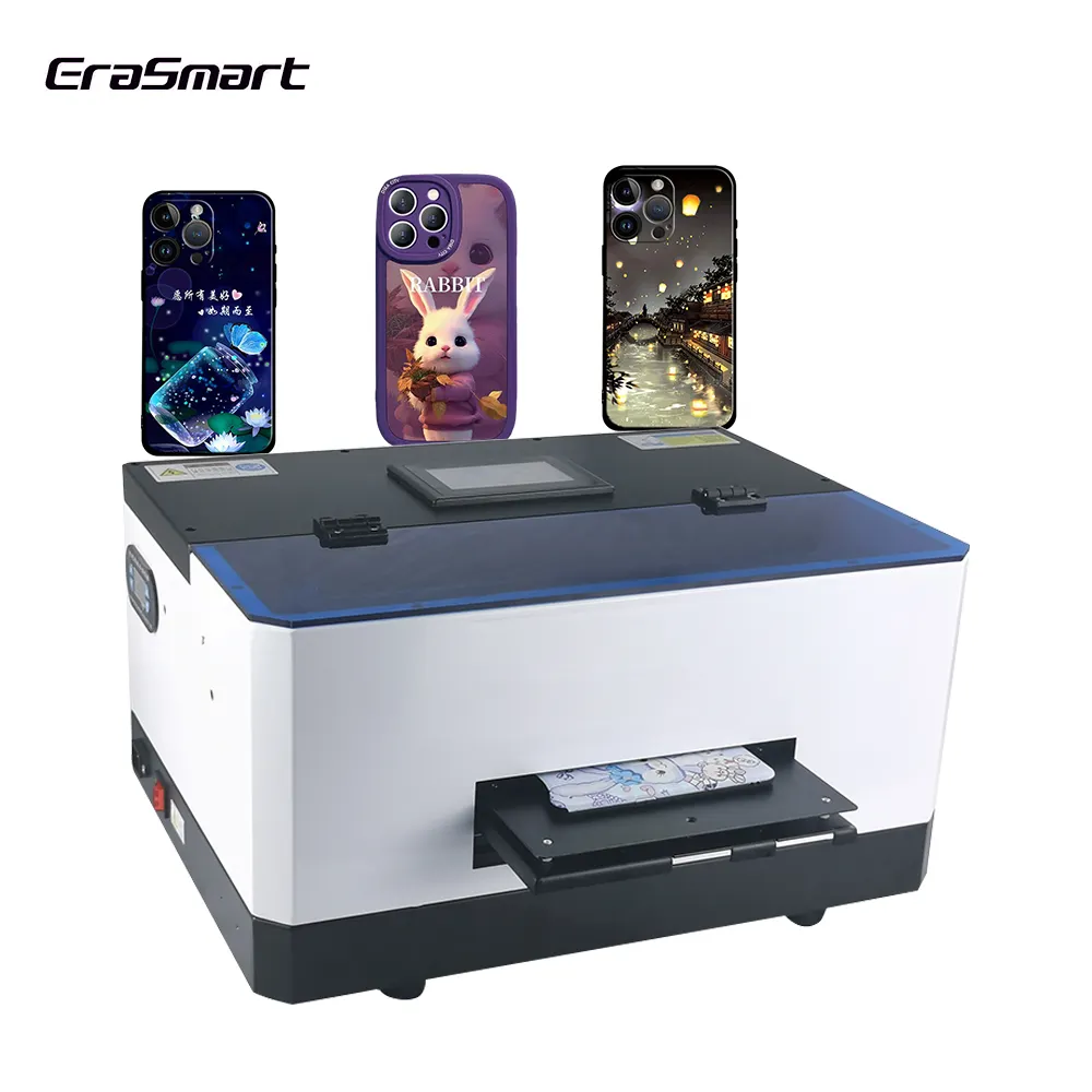 Erasmart L800 Head Industrial Fully Automatic Inkjet Printers Flatbed Mini Impressora A5 Uv Printer Phone Case Printing Machine
