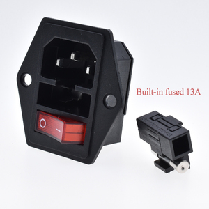 IEC320 AC250V 10A C14電源ソケット (ヒューズ付き) 13Aロッカースイッチ赤はライト3ピンオス産業用コネクタを示します - Product Image 2