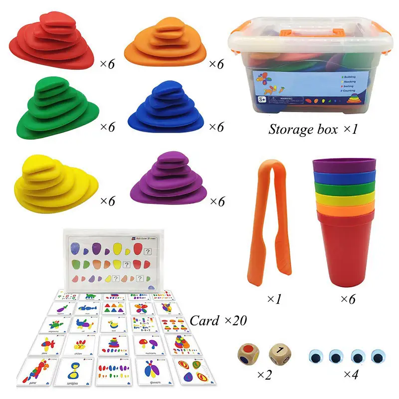 Brinquedos do arco-íris montessori, pebbles classificando cor pedras de empilhamento criativo brinquedos sensorial de aprendizagem