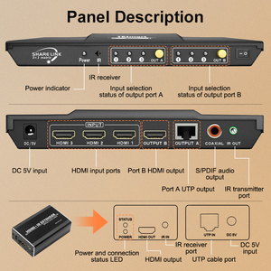 TESmart <span class=keywords><strong>HDMI</strong></span> <span class=keywords><strong>Matrix</strong></span> com Extender Transmissão S/PDIF Saída De Áudio 3 em 2 out Video Switcher 50M 1080p60hz 4k30hz matriz <span class=keywords><strong>HDMI</strong></span>