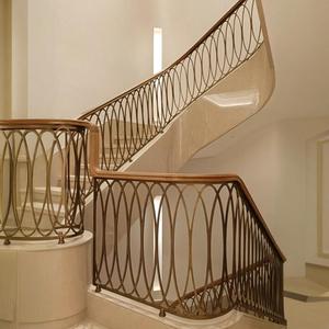 高端定制金属室内楼梯栏杆Inox栏杆和室内楼梯扶手玻璃栏杆室内 - Product Image 1