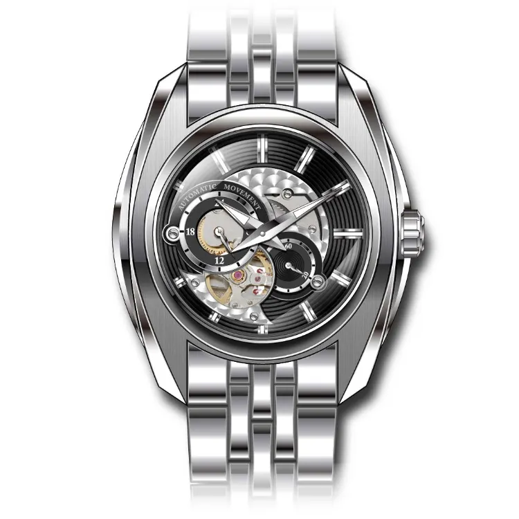 Edelstahl importiert mechanisches Uhrwerk Herren uhren oem Mode Auto Uhr Custom Design Odm Uhr