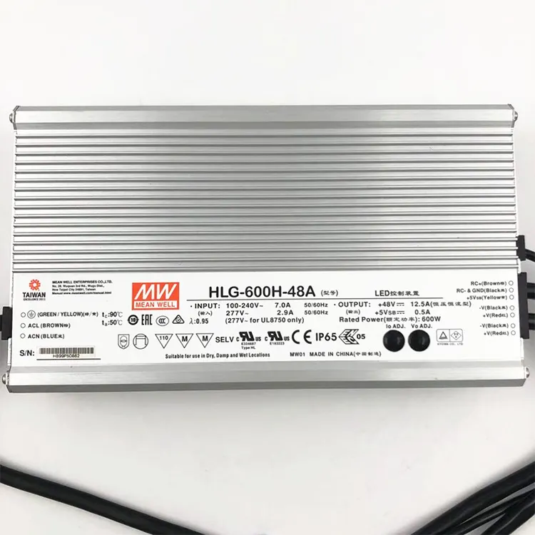 Meanwell HLG-600H-24B HLG-600H-24A أدى امدادات الطاقة 600W Meanwell HLG-600H-48B الصمام سائق