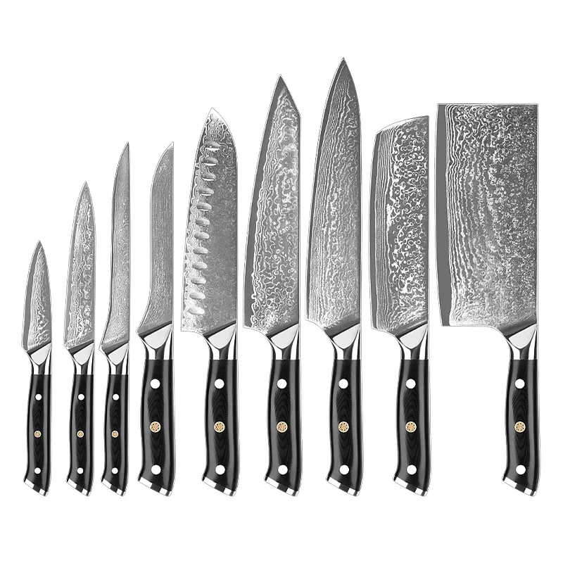 Cuchillo de acero de Damasco de lujo Chef Cocina Juego de cuchillos de cocina japonesa Juego de cuchillos de Damasco