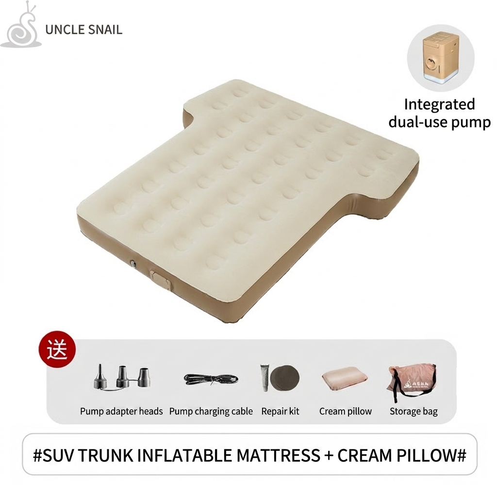 Cama inflable caqui para maletero de SUV con almohada de queso