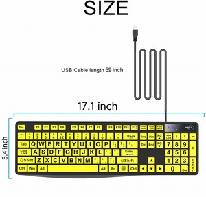 Teclado brillante con cable USB, teclados de oficina retroiluminados con LED de 104 teclas para PC, ordenador portátil - Product Image 6