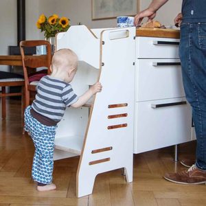 Multifunctionele Peutertoren, 3-In-1 Houten Leerhulp Met Krijtbord En Veiligheidsvoeten - Product Image 4