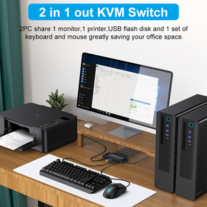 Conmutador KVM RSHTECH 2 piezas comparten 1 Monitor y 4 Dispositivos USB con 2 cables USB y 2 cables HD - Product Image 4