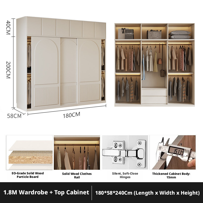 1.8-meter sliding door wardrobe+40cm top cabinet