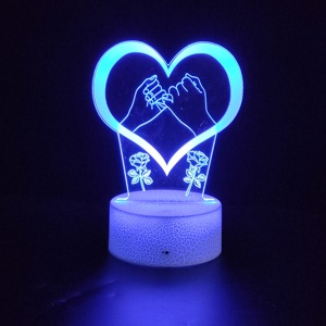 Romantik aşk 3D lambası akrilik Led gece ışıkları çocuk masa lambası noel dekoratif işıklar sevgililer günü doğum günü hediyeleri - Product Image 1