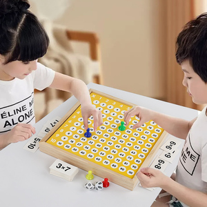双面板桌面骰子卡游戏儿童木制乘法数学板蒙特梭利益智玩具 - Product Image 3