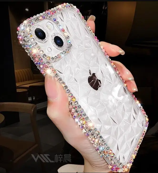 Custodia morbida di lusso con strass Bling per IPhone 15 14 13 12 11 Pro Max X XS XR 7 8 Plus custodia per telefono con diamante glitterato