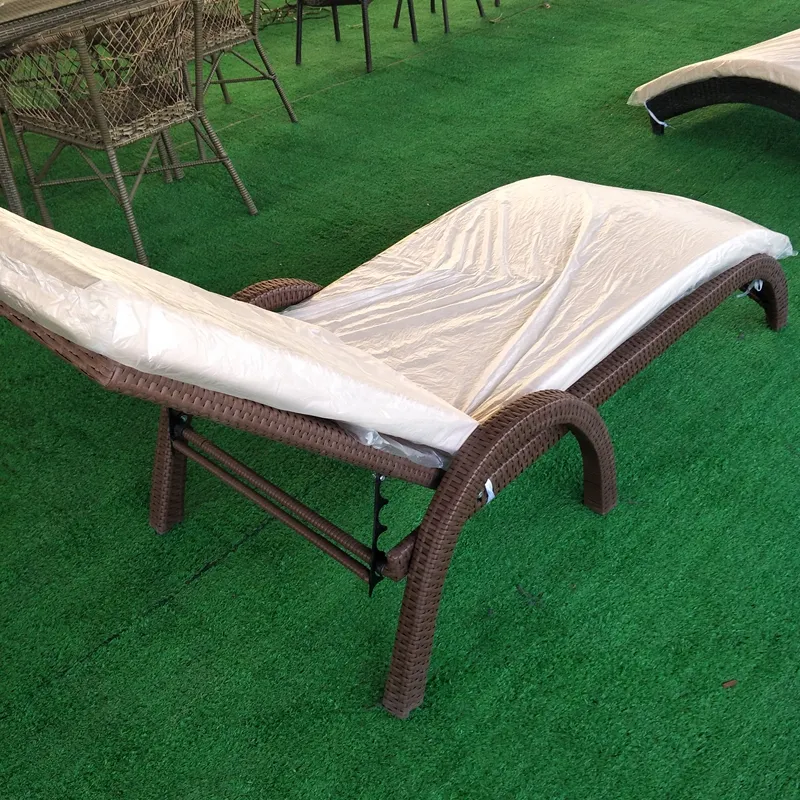 저렴한 정원 세트 접이식 비치 의자 등나무 위커 직조 태양 안락 의자 스틸 캐노피 침대 야외 가구 현대 레저 5 cm