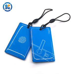 Sencan印刷可能QRコードnfc名刺メタルリングエポキシ13.56mhz rfid nfcキーチェーンタグ弾性ストリング付き - Product Image 3
