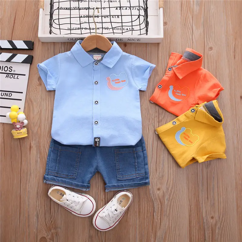 Toddler Little Boys Suits Baby Boy Dress Designs Polo estiva con pantaloni corti Baby Boy Summer Outfit Sets