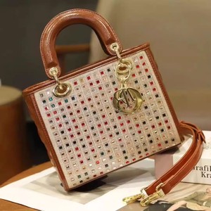 Yüksek görünüm kadın küçük kare elmas doku kaliteli tuval astar ile omuzdan askili çanta yeni stil açık kapatma - Product Image 4