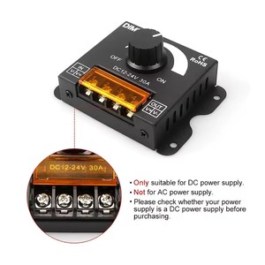 Atenuador de tira de luz LED DC 12V24V 30A Controlador PWM Ajuste el brillo a través de la perilla con función de interruptor ONOff - Product Image 3