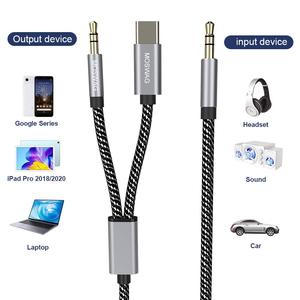 MOSWAG 2 in 1 3.5mm Aux kablosu 3.5mm ses Aux jak kablosu 3.28FT/1M USB C AUX kablosu ses yardımcı giriş adaptörü - Product Image 2