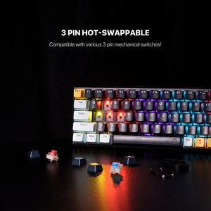 Fantech ATOM63 MK874V2 MORI 63 <strong>Keys</strong> Layout Wired Mechanical <strong>Keyboard</strong> <strong>Replaceable</strong> Red &amp; Blue Switch RGB Backlight Gaming <strong>Keyboard</strong> - Product Image 4
