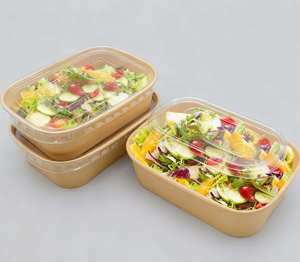Biologisch Afbreekbare 500Ml 750Ml 1000Ml Wegwerpcontainer Witte Kraftpapier Vierkante Saladebakjes - Product Image 3