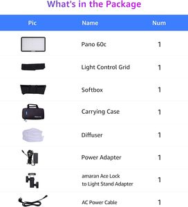 ไฟวิดีโอ60C amaran pano 2300K-10000K 60W RGB พร้อมโหมดควบคุมด้วยแอป12โหมดแสง - Product Image 6
