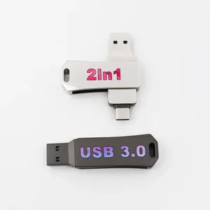 Siêu tốc độ cao <span class=keywords><strong>USB</strong></span> 3.2 2in1 Type-C nhôm Quà tặng khuyến mãi biểu tượng tùy chỉnh in ấn Pendrive <span class=keywords><strong>USB</strong></span> bộ nhớ <span class=keywords><strong>USB</strong></span> ổ đĩa flash - Product Image 1
