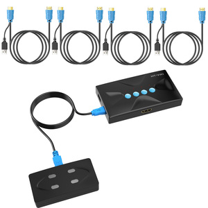 4K HDMI <strong>KVM</strong> <strong>Switch</strong> 4 Port + Cables ( 2 in <strong>1</strong> ), MT-VIKI Desktop <strong>KVM</strong> Switcher Selector Box