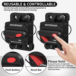 <strong>Automatic</strong> <strong>Circuit</strong> <strong>Breakers</strong> 80A 12V DC <strong>Circuit</strong> <strong>Breaker</strong> Waterproof with Manual <strong>Reset</strong> for Boats Truck Audio/Video Systems - Product Image 3
