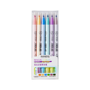 Nuevo resaltador de cambio de Color mágico de doble extremo, marcador creativo para estudiantes, marcador resaltador de 6/12 colores - Product Image 5