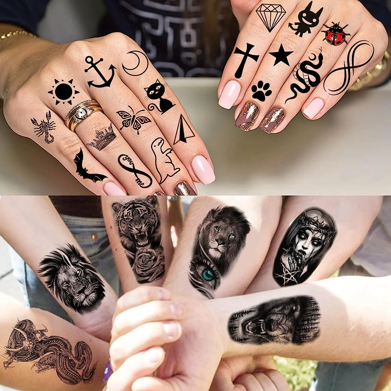 Tatuagens personalizadas tatuagem preta tatuagens temporárias impermeáveis de transferência de água