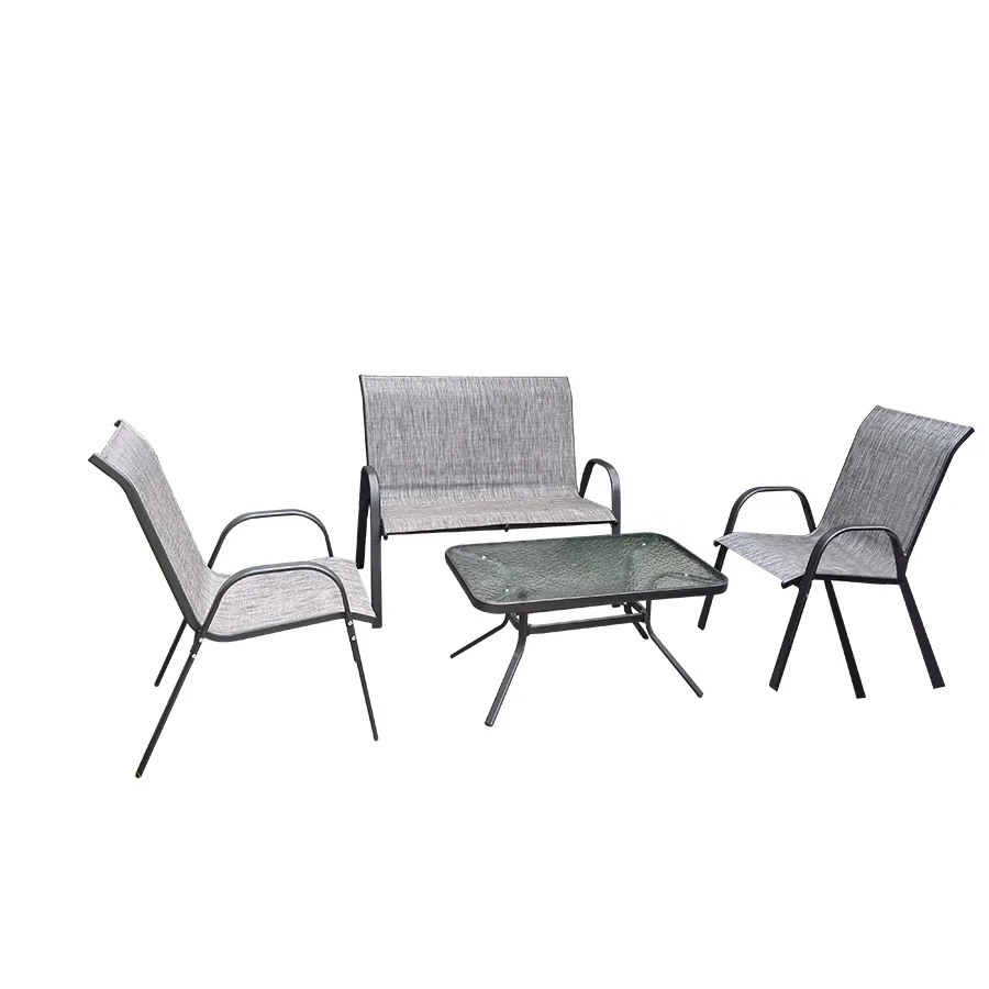 Set di divani da esterno da giardino in acciaio impermeabile da 4 pezzi