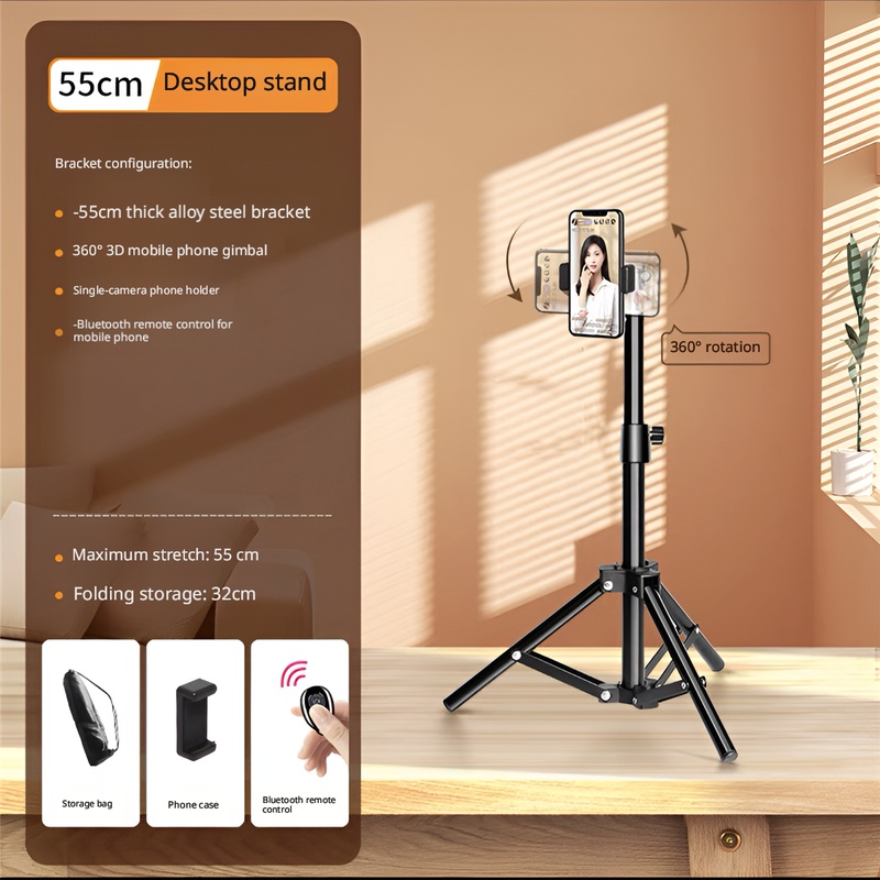0,5 m + Soporte + Estabilizador (Gimbal) + Bolsa + Obturador (Negro)