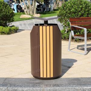 现代特殊设计圆形公园垃圾桶户外金属垃圾箱大容量储物容器 - Product Image 3