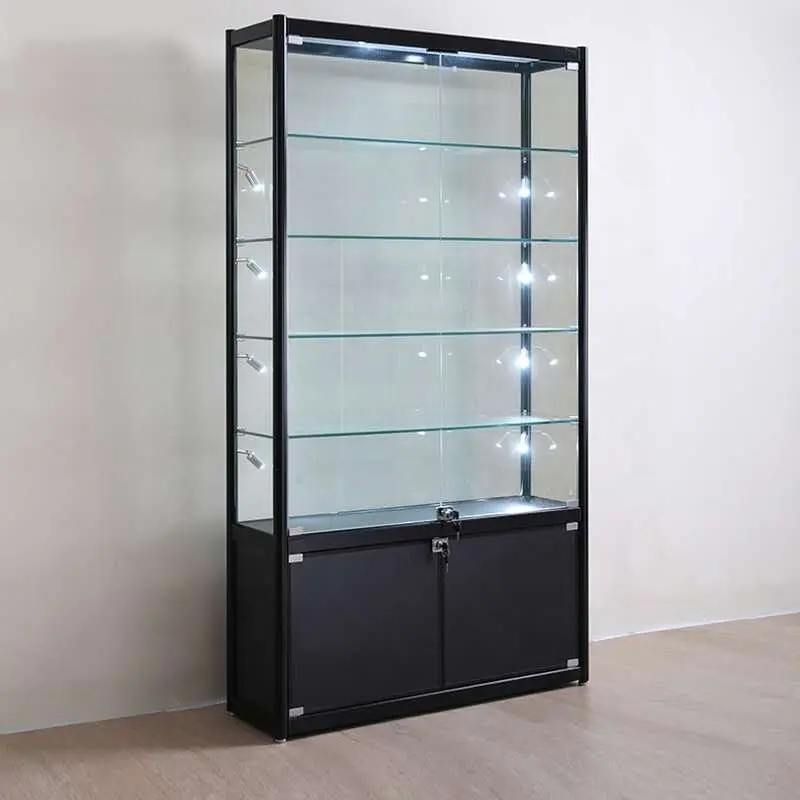China Factory Made Fashion Jewellery Accessories Aluminum Wall Glass Cabinet Jewelry Display Case Jewelry Showcases