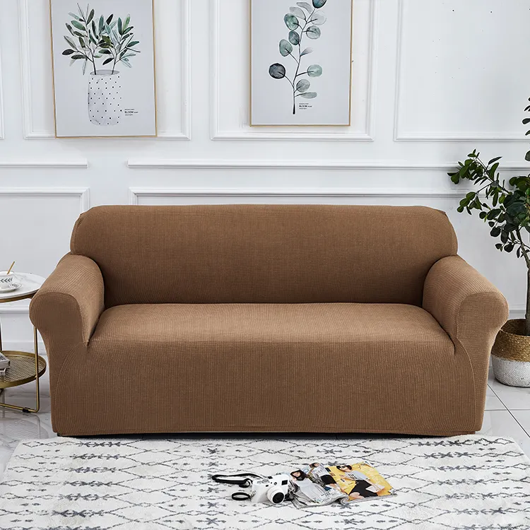 Capa de sofá grossa de malha, capa de sofá elástica macia com 3 assentos